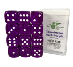 Role 4 Initiative - Translucent Purple/White 18mm 12D6 Pips Dice