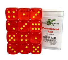 Role 4 Initiative - Translucent Red/Yellow 18mm 12D6 Pips Dice