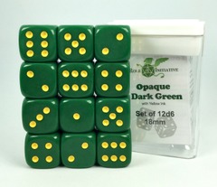 Role 4 Initiative - Opaque Dark Green/Yellow 18mm 12D6 Pips Dice