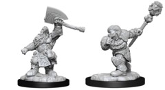 MTG Unpainted Magic Miniatures - Dwarf Fighter & Dwarf Cleric Wave 14