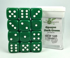 Role 4 Initiative - Opaque Dark Green/White 18mm 12D6 Pips Dice