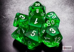 Chessex - Mini Translucent Green/White 7pc - CHX20375