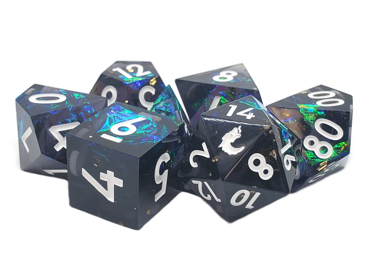 Sharp Edged 7-Piece Dice Set - Blitzar