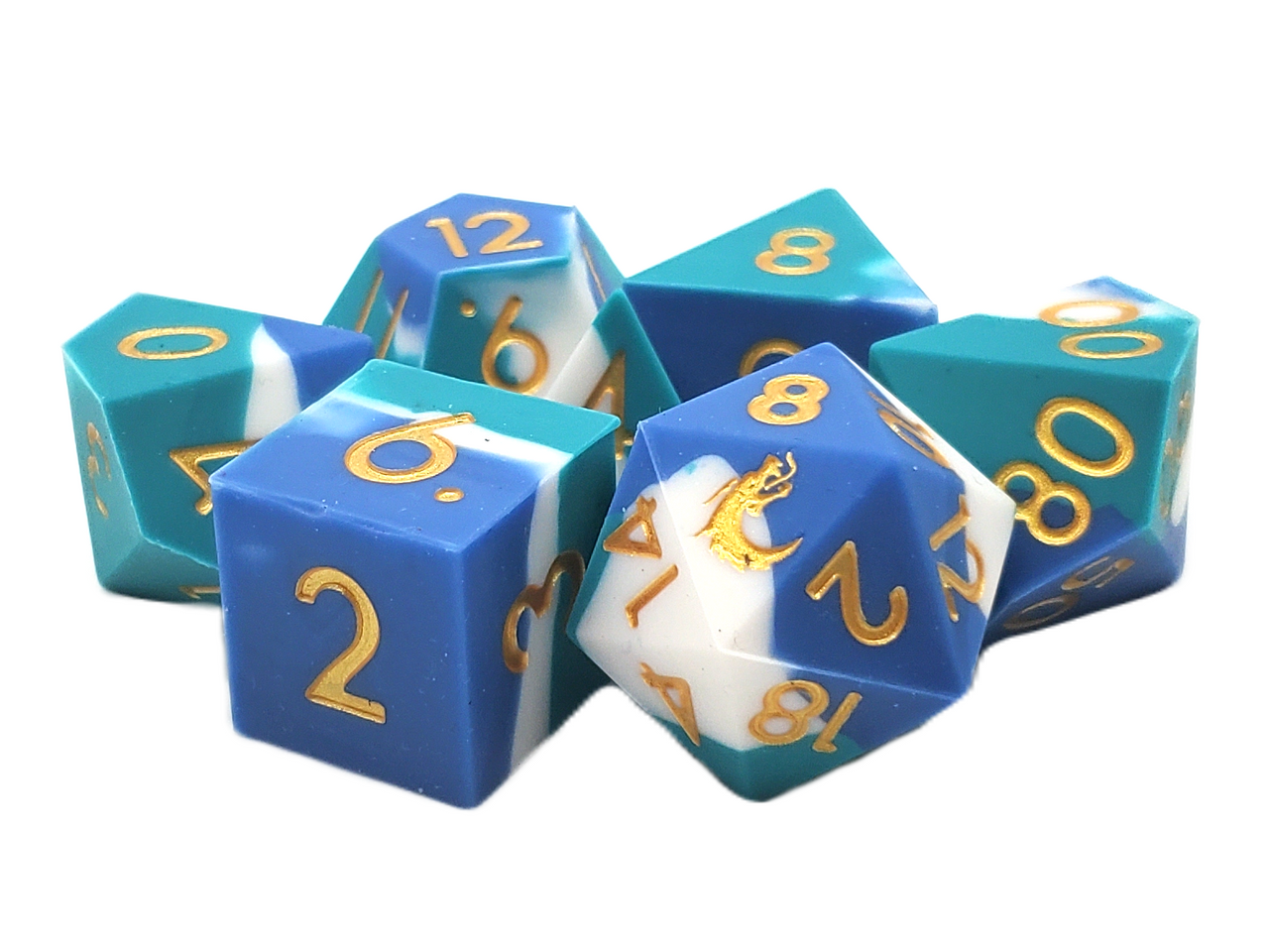 Silicone 7-Piece Set - Blue, White & Teal