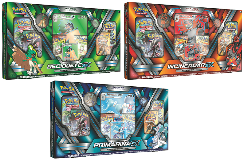Decidueye-GX, Incineroar-GX, and Primarina-GX Premium Collection Set of 3