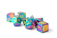 16mm Metal Polyhedral Dice Set: Torched Rainbow