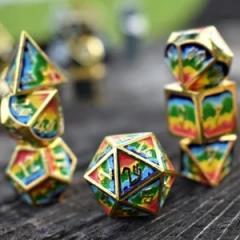 Elder Runes Pride And Gold 7pc Polyhedral DND RPG Metal Dice