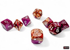 Chessex Lab Dice 9 Gemini Copper Purple/White 7-Die Set