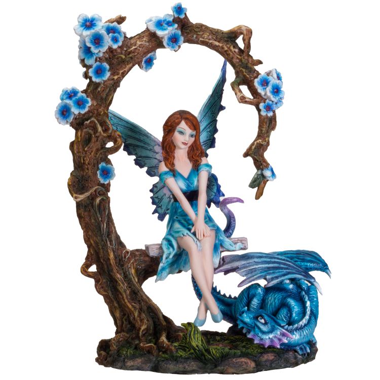 13755 Fairy with Blue Dragon On Swing