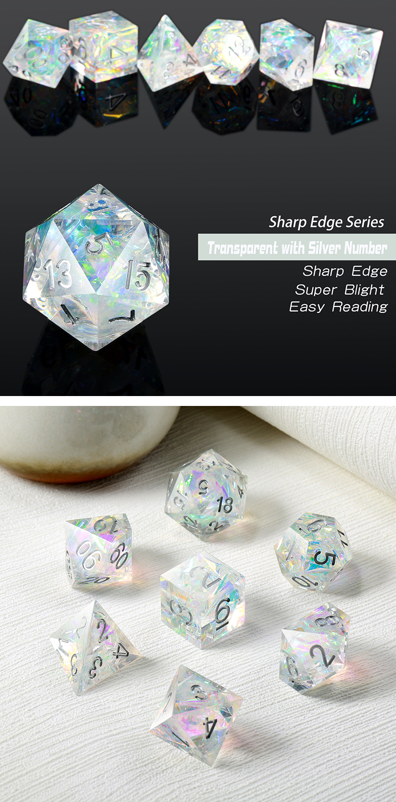 DAD604 - Sharp Edge Dice Set (7pc) Arctic
