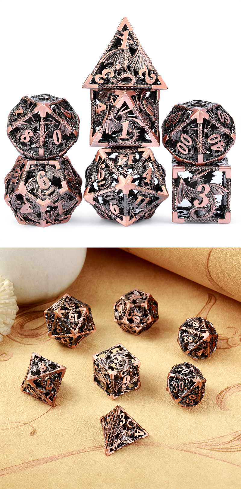 DAD611 - Hollow Dice Set - Dragon Cage - Copper
