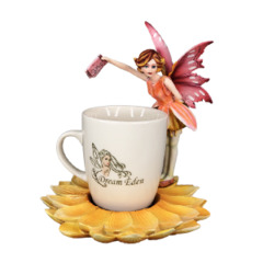 12936 - Green Tea Cup Fairy /w Flower