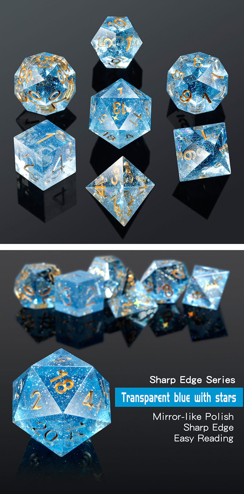 DAD629 - Sharp Edge Dice Set (7pc) Constellation