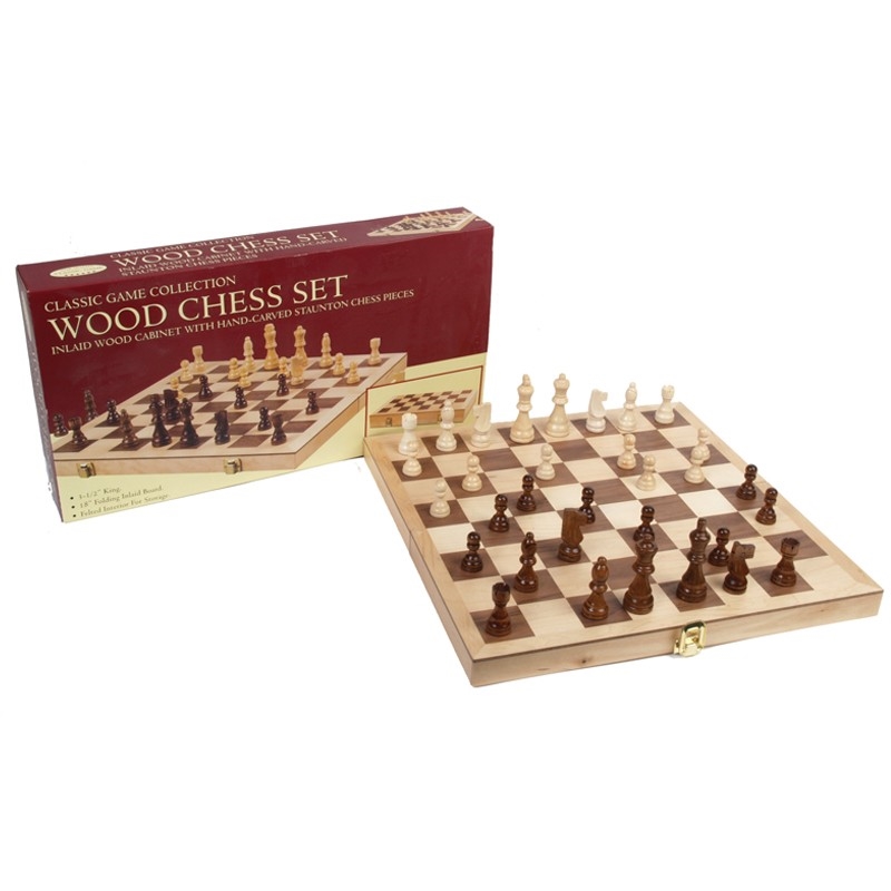 18 Wood Folding Chess Set