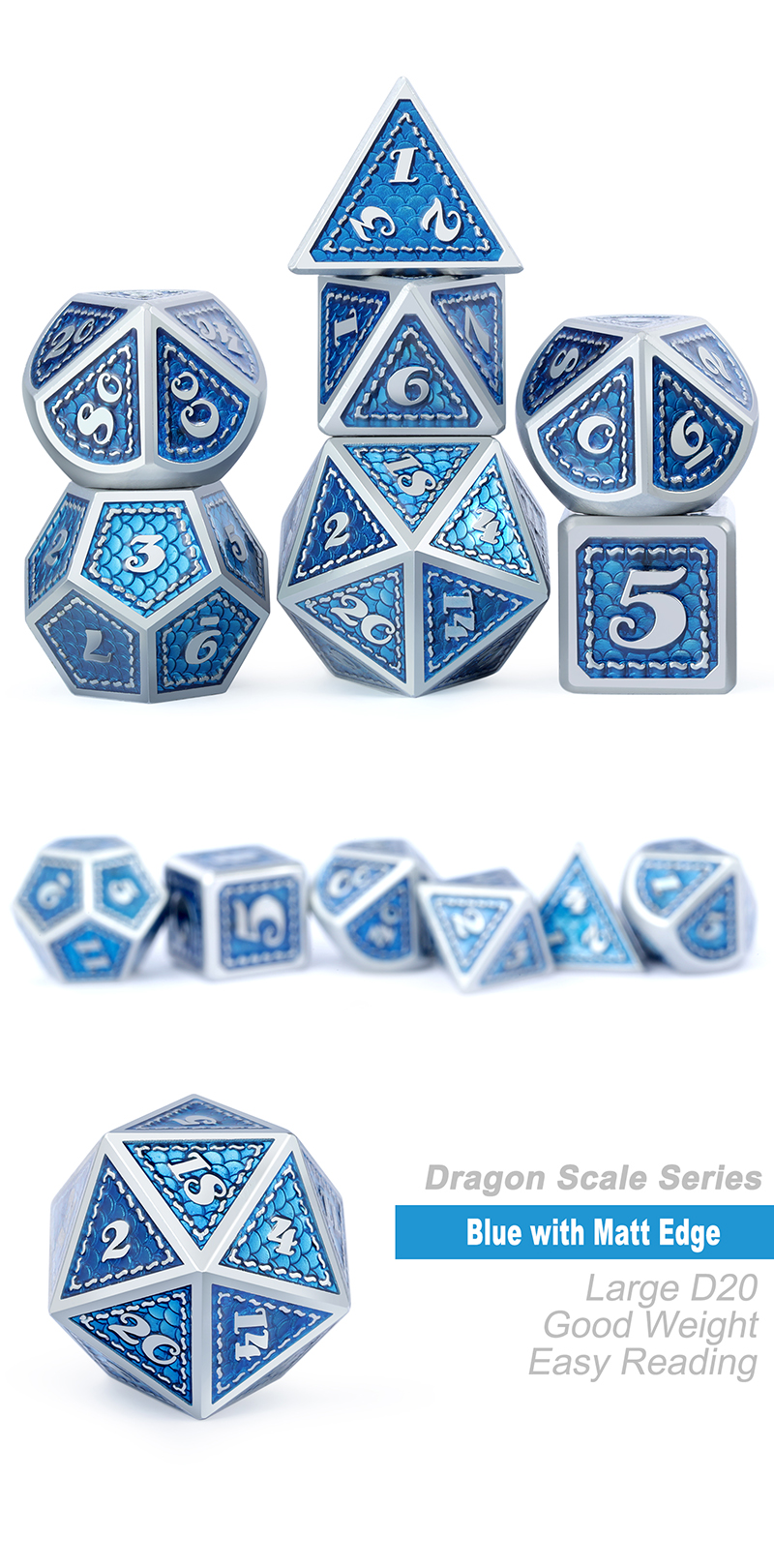 DAD598 - Metal & Enamel Dice Set (7pc) Mediterranean