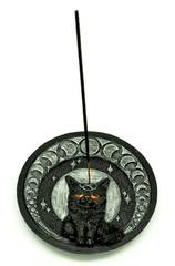 3325 - Black Cat with Moons Incense Burner