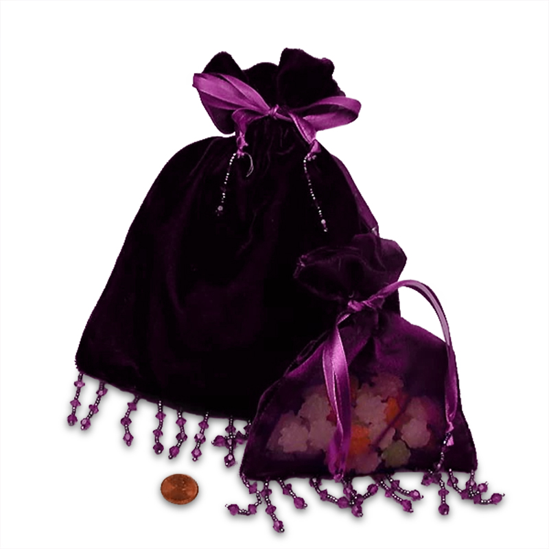 5x6 Purple Velvet/Sheer Beaded Bag