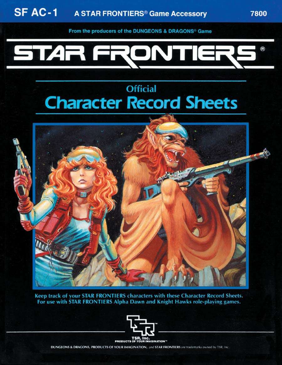 Star Frontiers SFAC1 - Official Character Record Sheets 7800