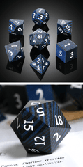 DAD838 - Wood Dice Set - Black & Blue Striped Wood