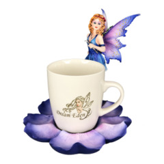 12938 - Purple Tea Cup Fairy /w Flower