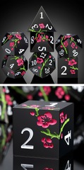 DAD654 - Metal & Enamel Dice Set - Sakura - Black