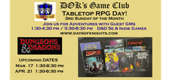 Tabletop RPG Day - 3rd Sunday of the Month!