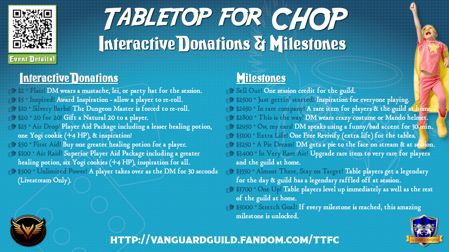 Tabletop for CHOP: A Quest for Hope Charity Marathon. 11/3. 10am-10pm