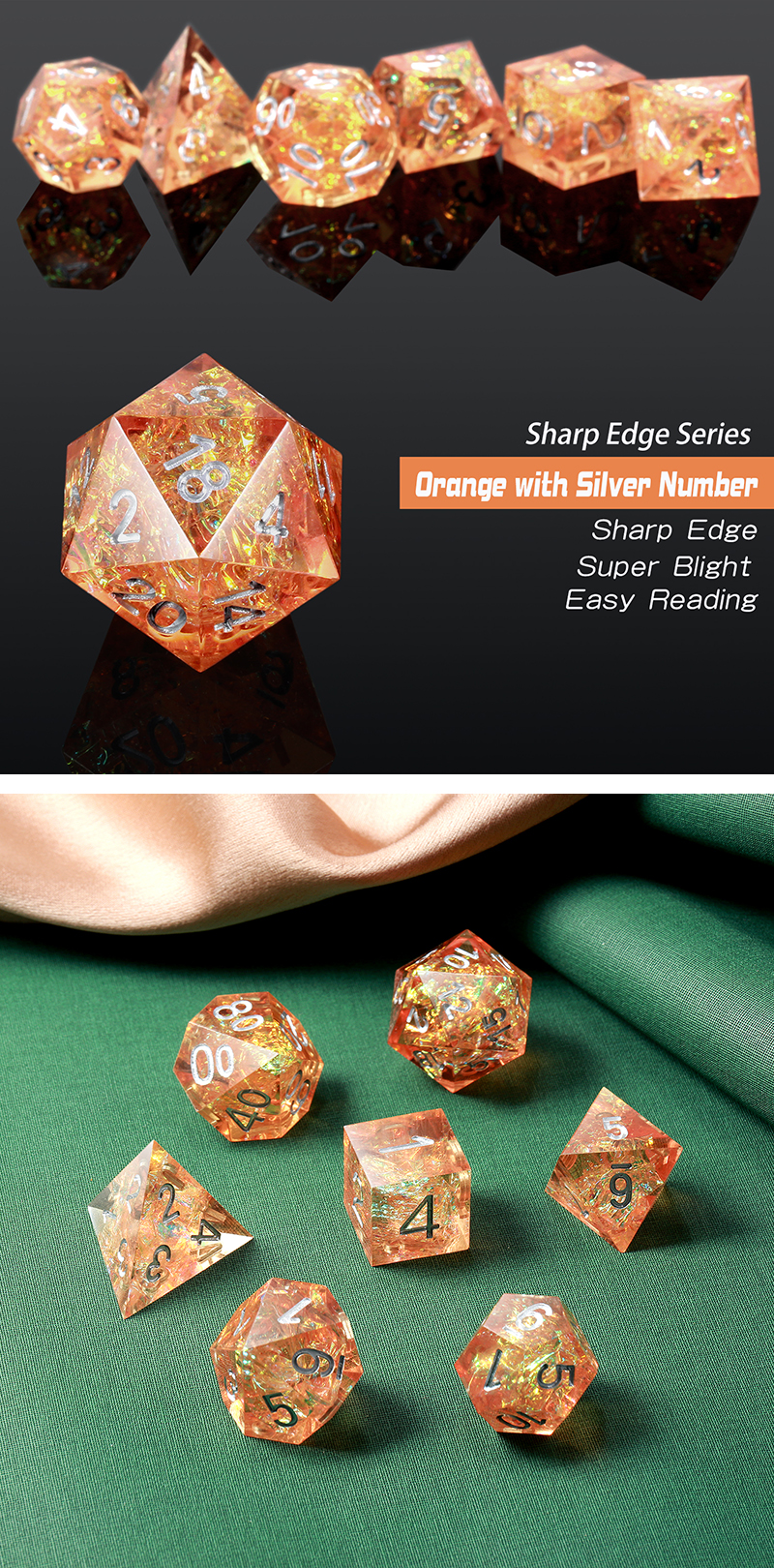 DAD605 - Sharp Edge Dice Set (7pcs) Sandstorm
