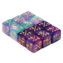 DAD069 - Positive/Negative Dice Counters (12pc) Cyan & Purple