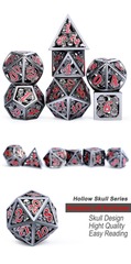 DAD615 - Hollow Dice Set - Skull - Gunmetal & Red