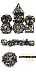 DAD610 - Hollow Dice Set (7pc) Dragon - Black & Gold