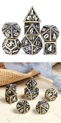 DAD617 - Hollow Dice Set (7pc) Skull - Bronze & White