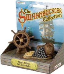 Pirate Ship's Helm & Cannonballs