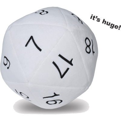 Jumbo D20 Novelty Dice Plush - White
