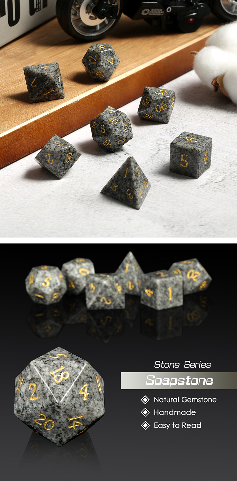 DAD821 - Gemstone Dice Set - Soapstone (Natural)