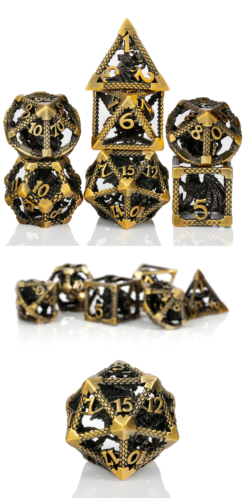 DAD693 - Hollow Dice Set - Dragon Cage - Bronze