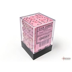 36 12mm Pastel Pink/Black Opaque D6 Dice Set - CHX25864