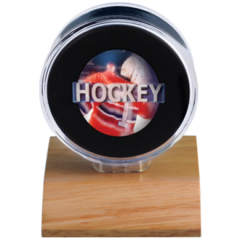 Acrylic Puck holder - Wood Base