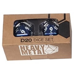 Heavy Metal Dice: D20 Blue w/ White Numbers (2ct)