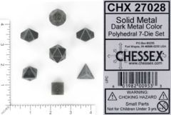 Chessex: 7-Die Set: Solid Metal Dark Metal Color - 27028