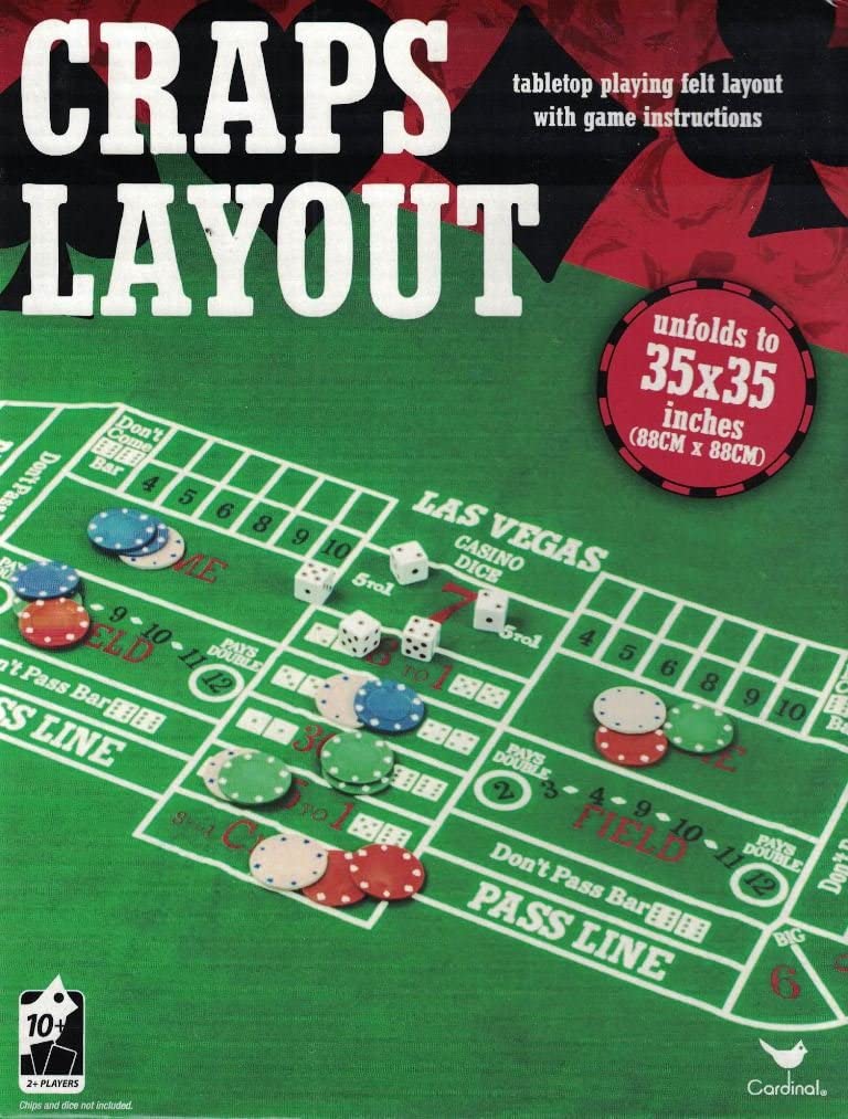 Craps tabletop playing felt layout
