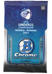 2023 Topps Bowman Chrome Road to UEFA Under 21 Championship Georgia Romania Soccer Trading Cards Hobby Pack (4 Cards)