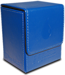Magic the Gathering Mana Flip Box Ultra-Pro Blue Embossed Leatherette Island Logo Deck Box