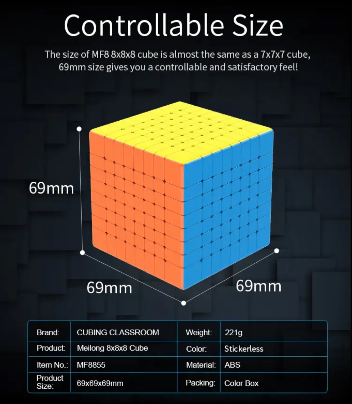 Rubiks Mei Long MoYu 8 WCA 8x8x8 Speedcube Stickerless