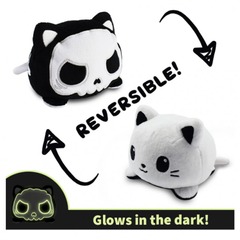 Reversible White Cat & Cat Skeleton (Black/White- TeeTurtle | The Original Reversible Plushie