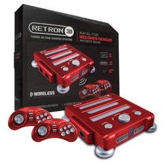 SNES/ NES/ Genesis RetroN 3 Wireless Gaming Console (Vector Red) - Hyperkin Bundle w/ 2 Wireless Controllers & $20 Gift Card