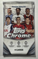 2024/25 Topps Chrome UEFA Club Competitions Soccer Trading Cards Blaster Pack (4 Cards)