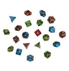 Campaign Dice 3 Sets Jewel Toned Gold Glitter Blue Green Ruby w/3 Dice Bags