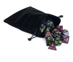 Campaign Dice 3 Sets Jewel Toned Gold Glitter Blue Green Purple 21 Dice w/ Bag