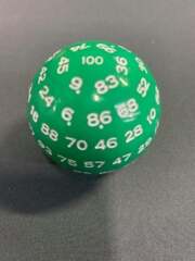 50MM - D100 HECTOHEDRON One-Hundred-Sided Die - Green Die W/ White Numbers